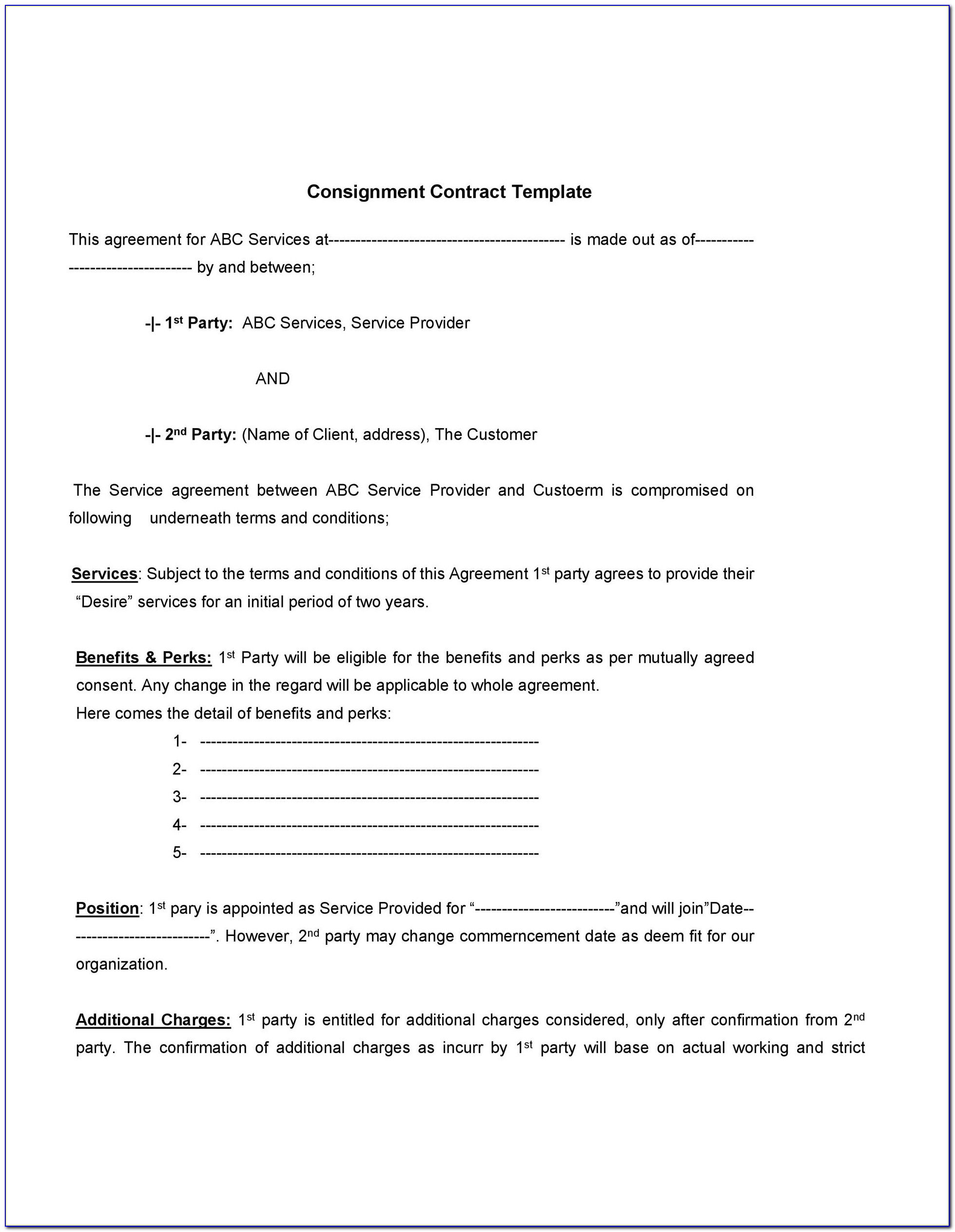 Consignment Store Contract Samples