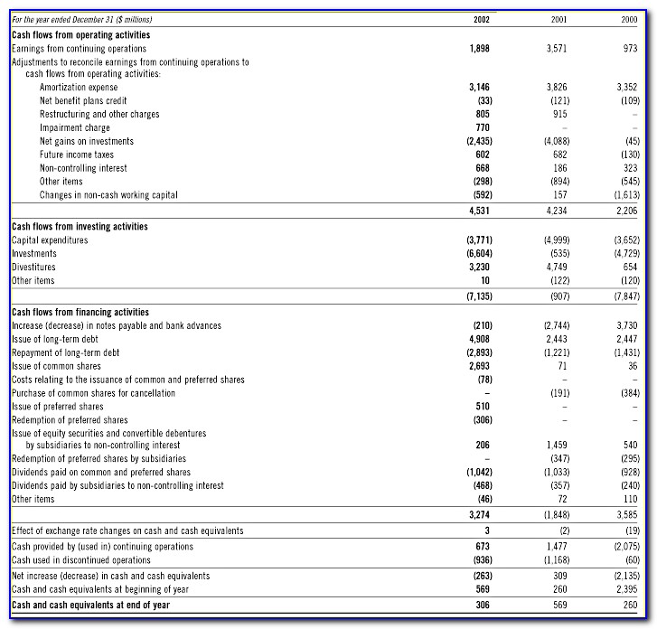 Consolidated Financial Statement Template Excel