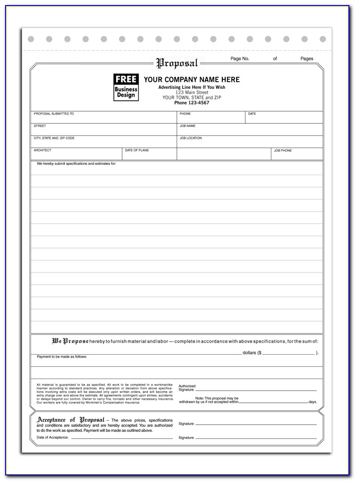 Construction Bid Forms Free Download