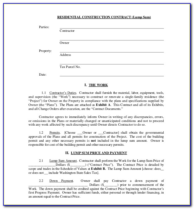 Construction Contract Letter Of Intent Sample