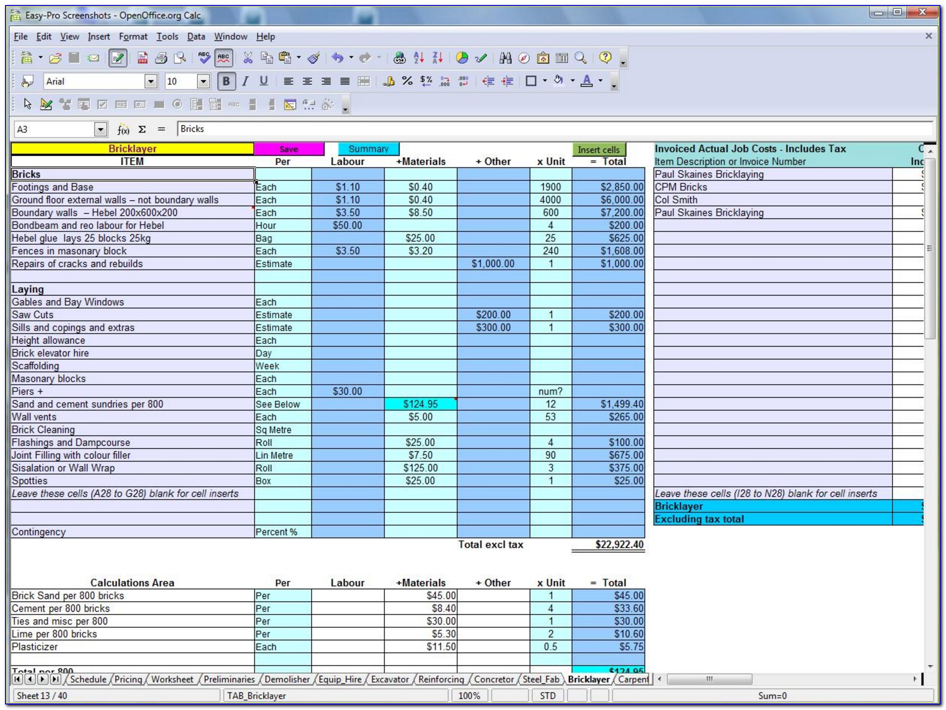 Construction Cost Estimate Template Excel Free