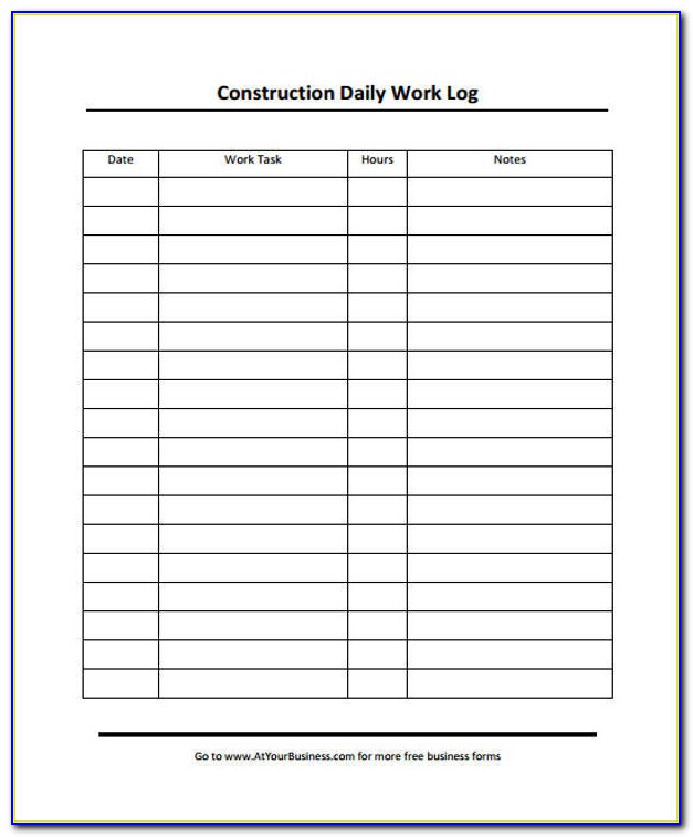 Construction Daily Log Template Excel