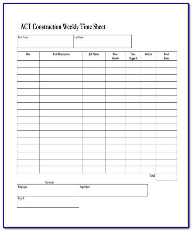 Construction Daily Timesheet Template