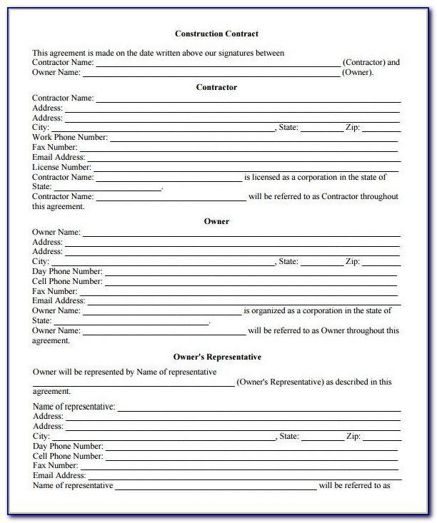 Construction Employee Contract Template
