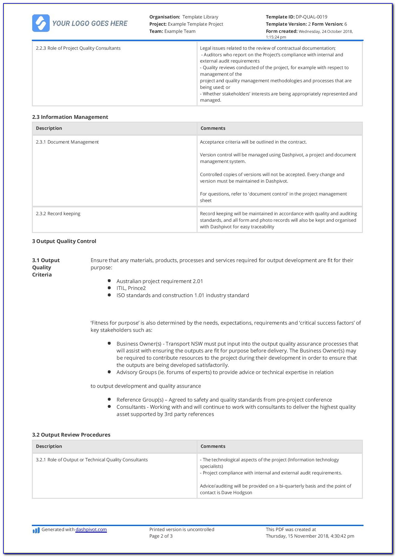 Construction Quality Assurance Manual Template