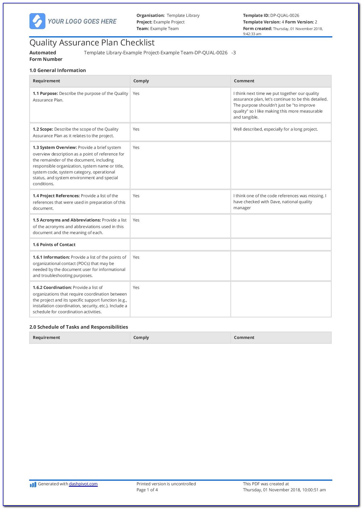 Construction Quality Control Plan Template
