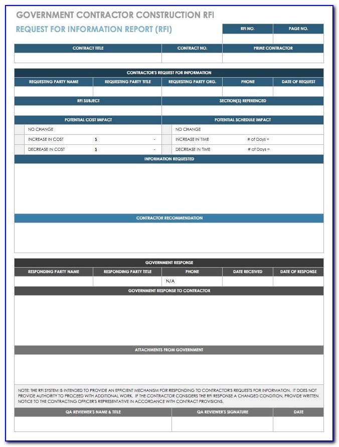Construction Request For Information Template Examples