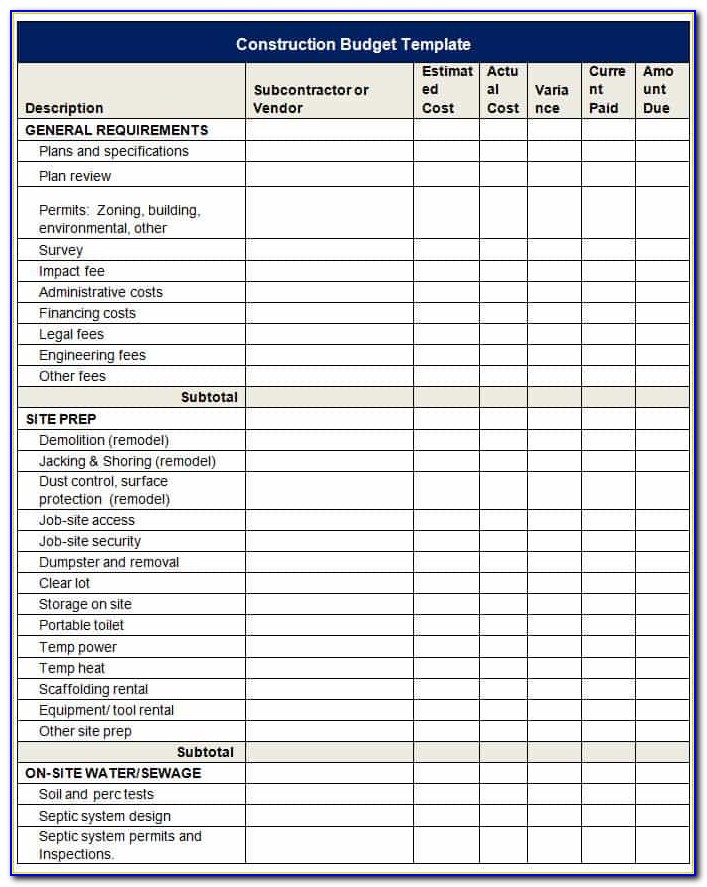 Construction Request For Information Template Excel
