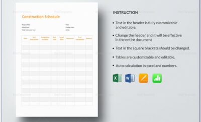 Construction Schedule Template Excel For Mac