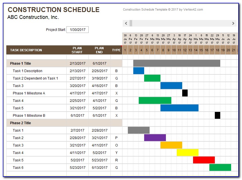Construction Schedule Template Excel Free