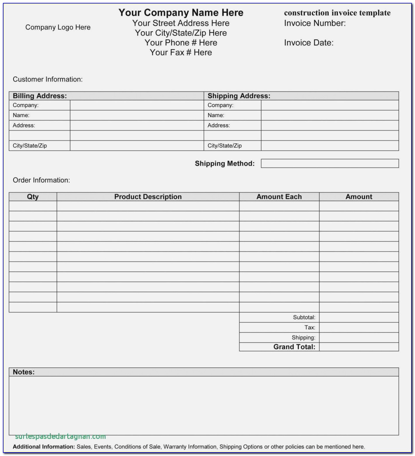 Construction Subcontractor Agreement Word Template