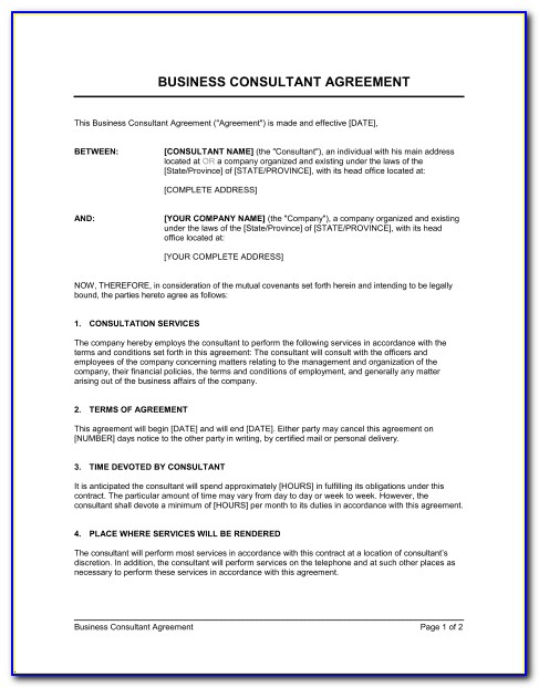 Consultancy Agreement Template South Africa