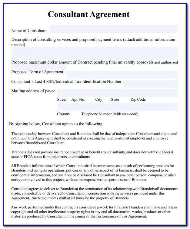 Consulting Agreement Form Free