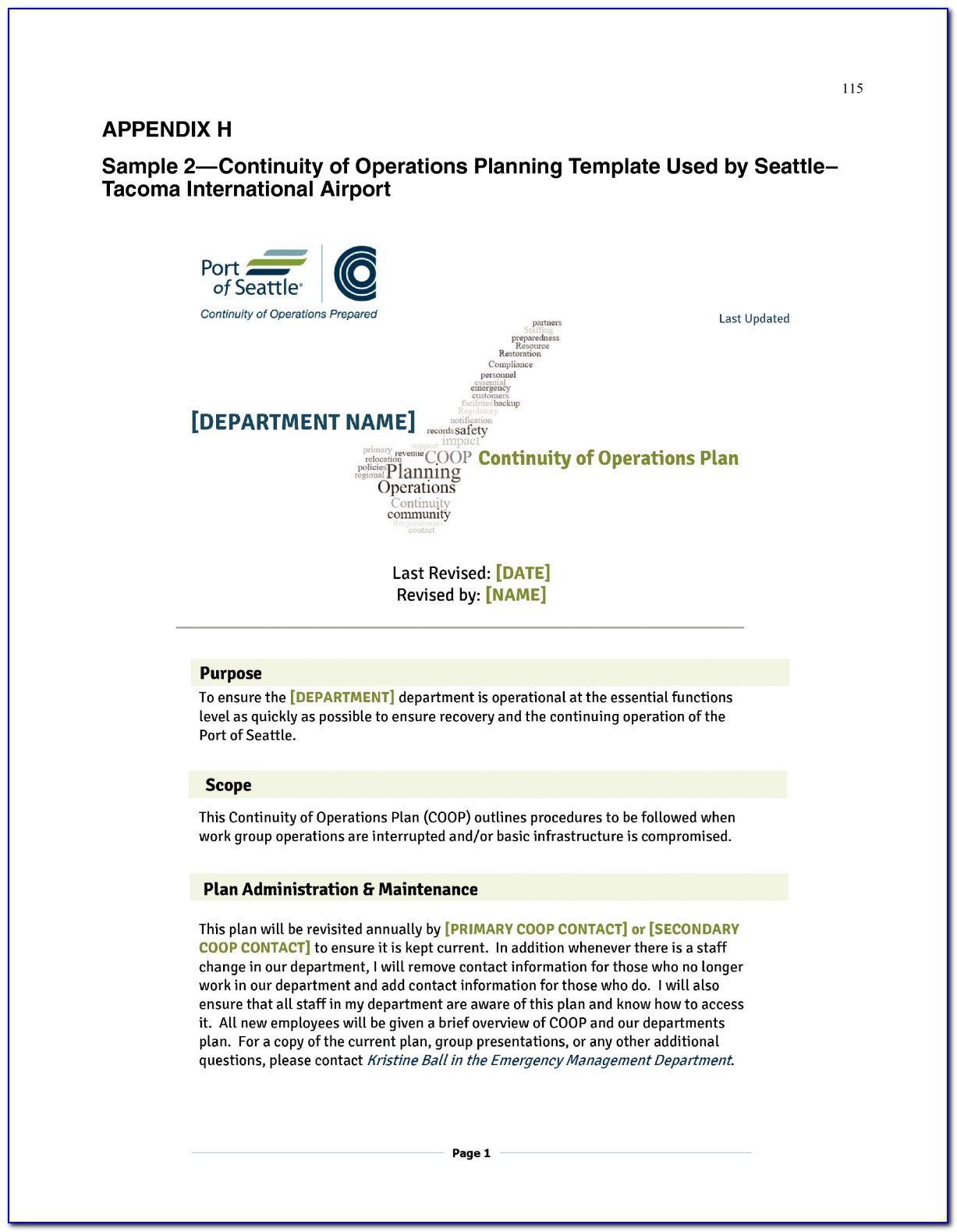 Continuity Of Operations Plan Template And Instructions