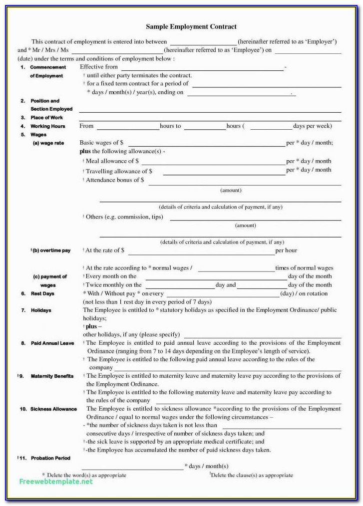 Contract Agreement Template Free