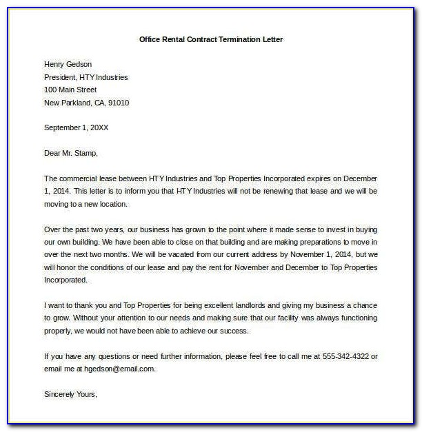 Contract Cancellation Letter Template Free