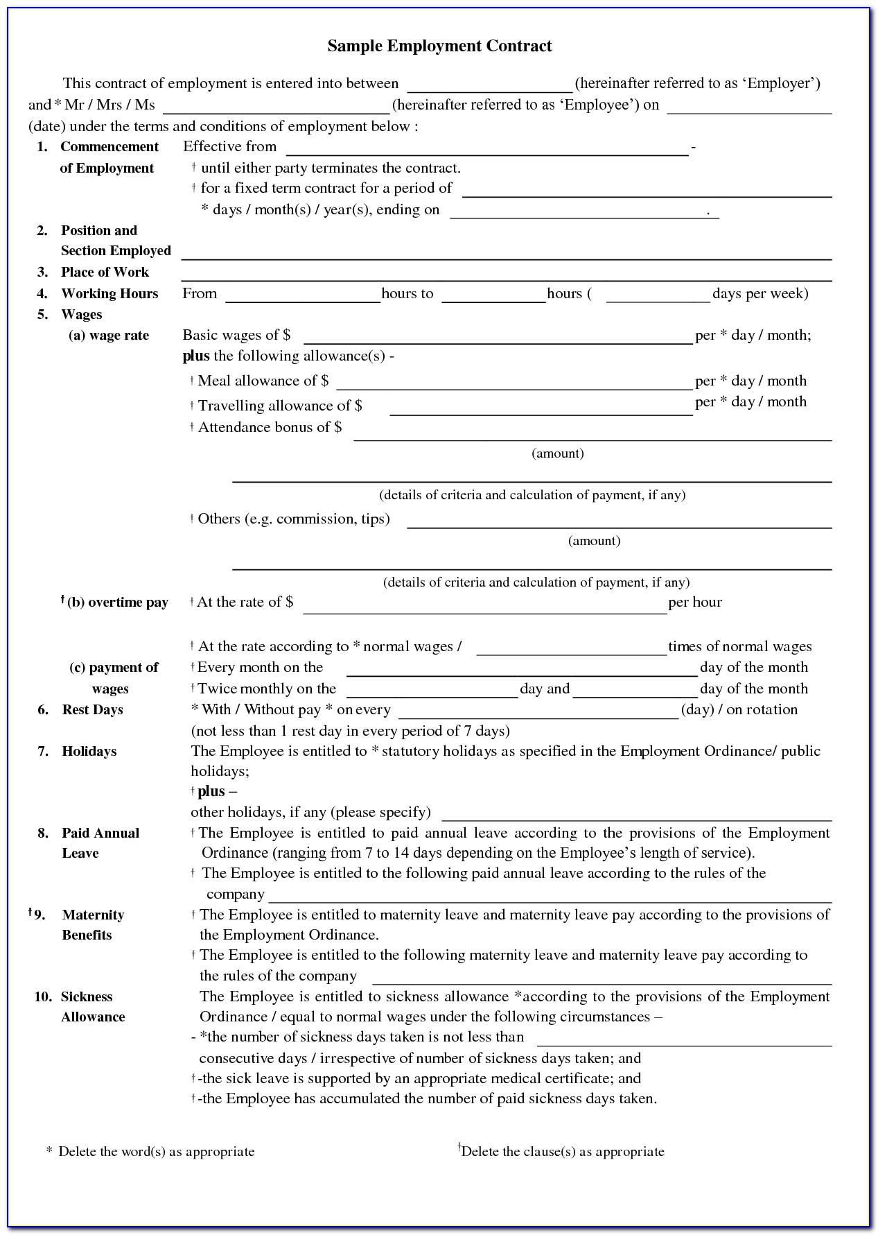 Contract Employment Agreement Template Canada