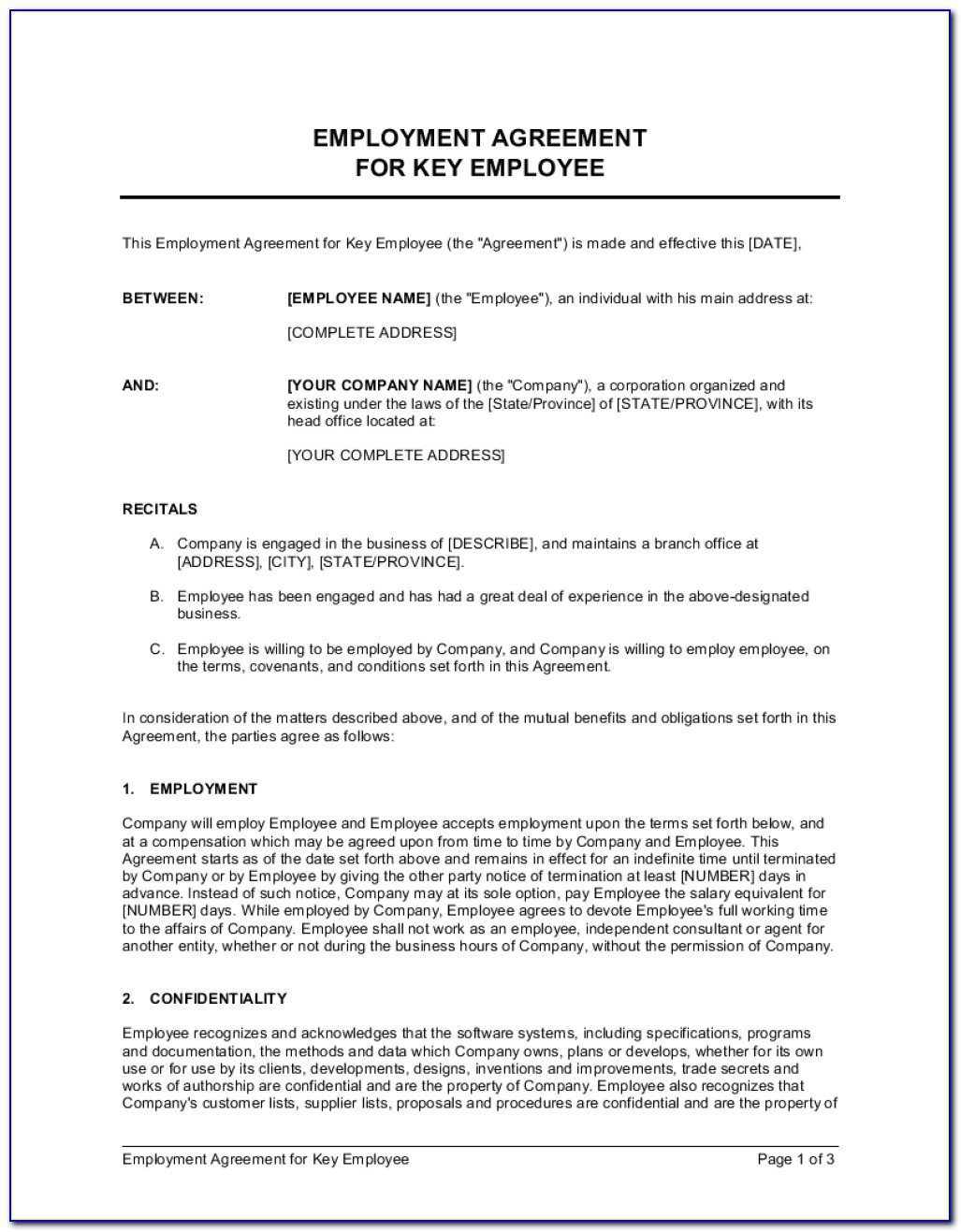 Contract Employment Template Construction Industry