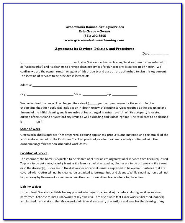 Contract For Cleaning Services Sample