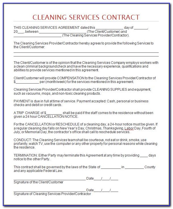 Contract For Contractors Template Free