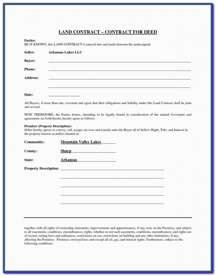 Contract For Deed Form Missouri