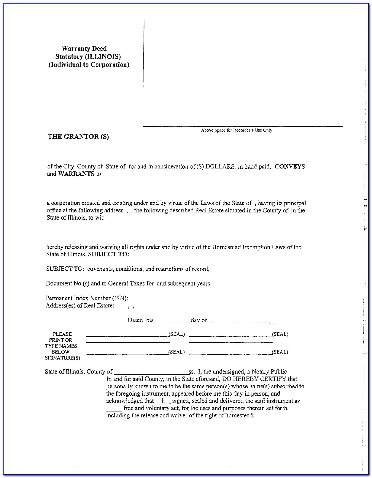 Contract For Deed Form Pdf Illinois