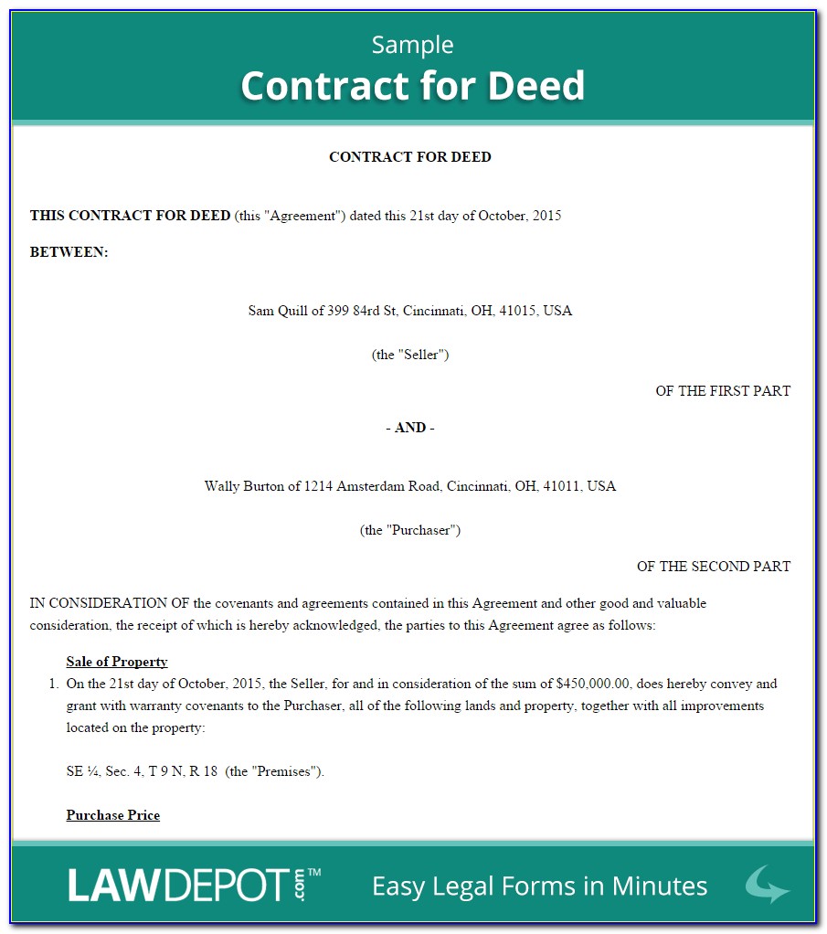 Contract For Deed Form Texas