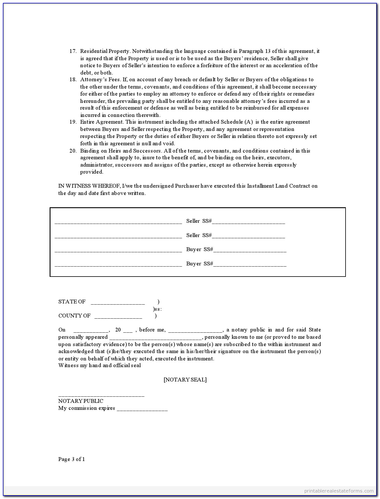 Contract For Deed Forms