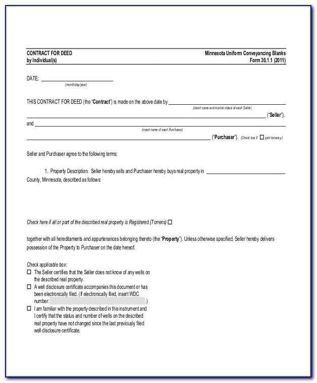 Contract For Deed Template Nd