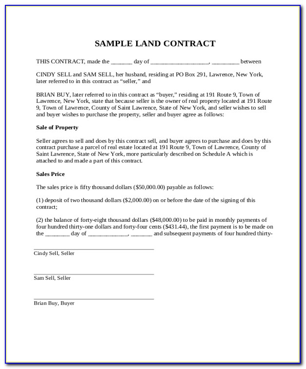 Contract For Sale And Purchase Of Land Example