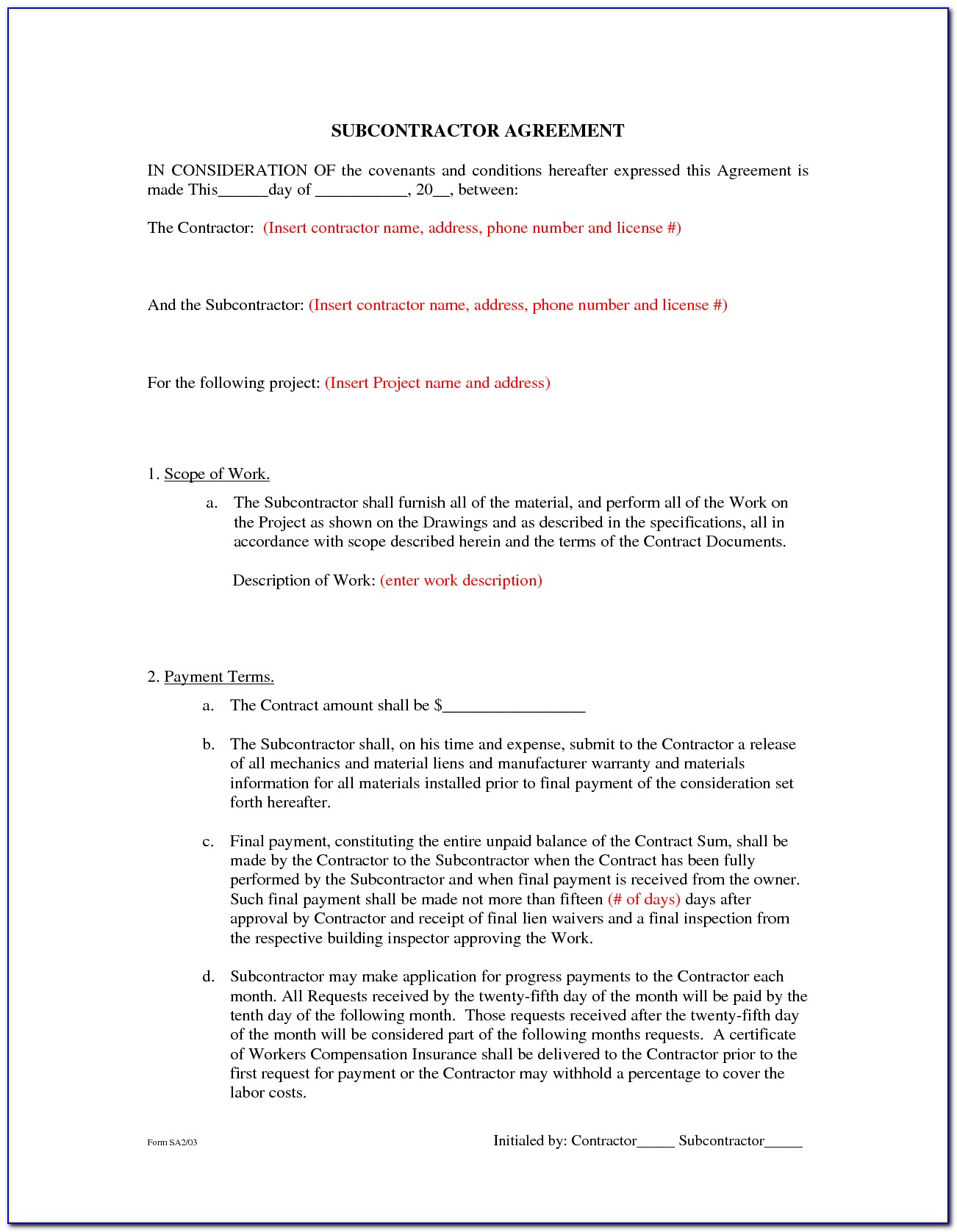 Contract Template For Borrowing Money