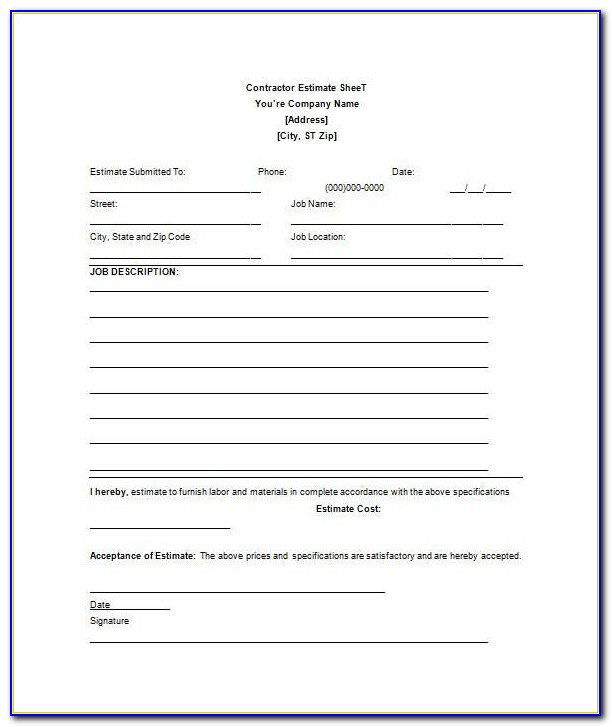 Contractor Evaluation Form Sample