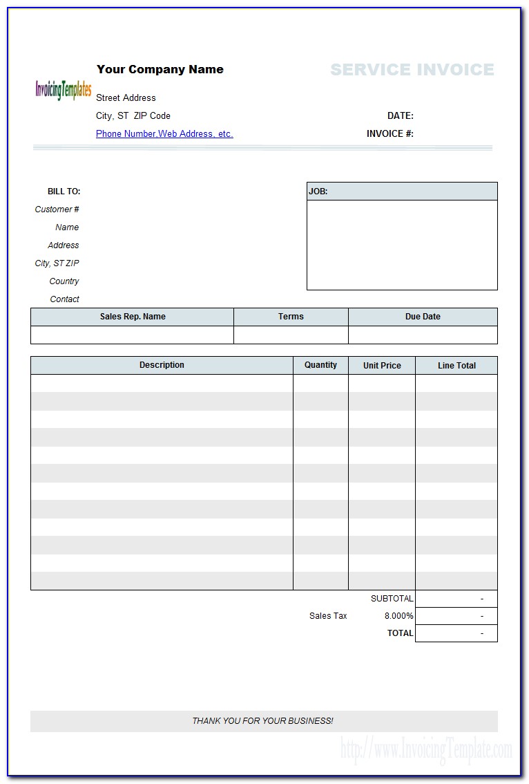 Contractor Invoice Template Excel