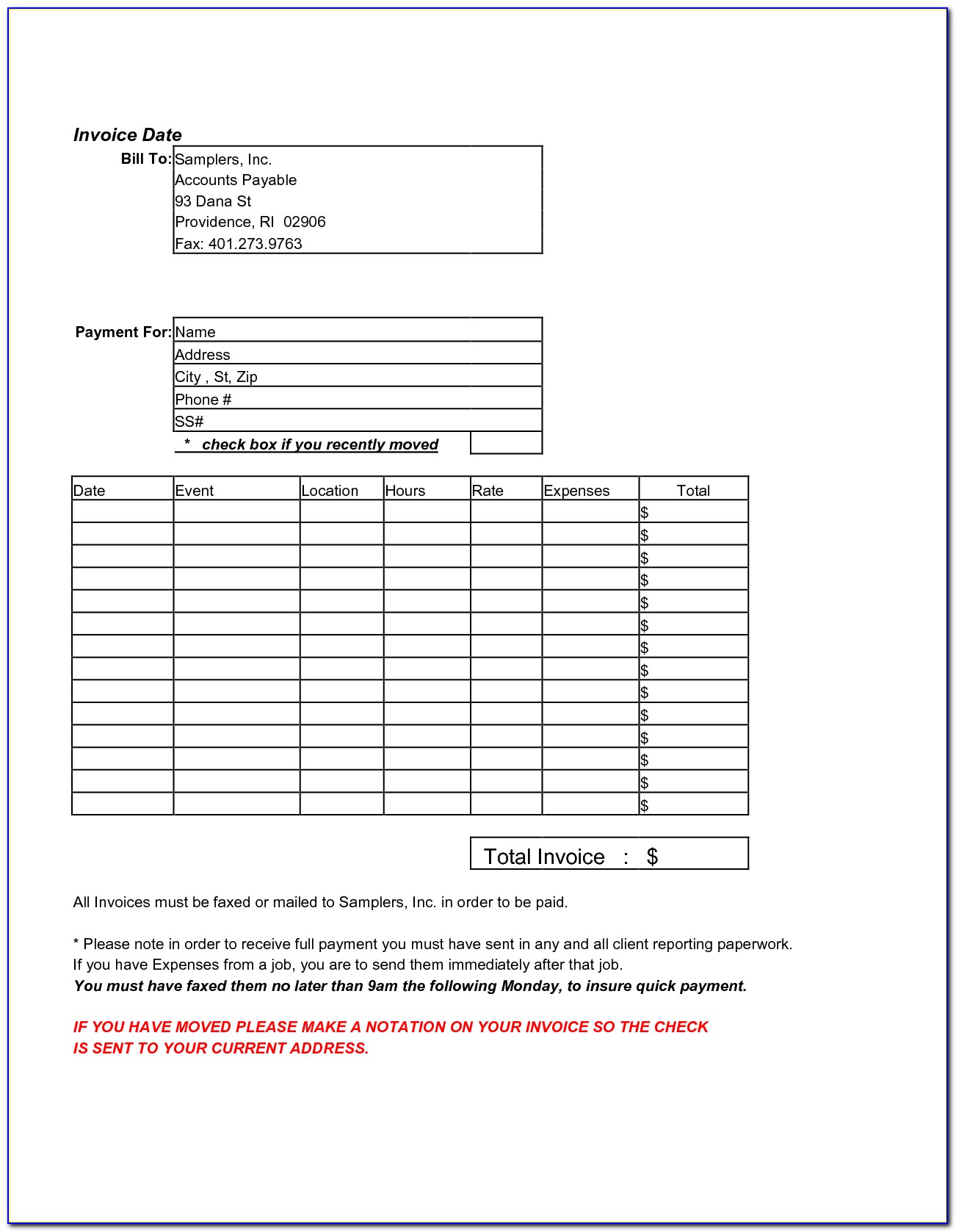 Contractor Invoice Template Uk Excel