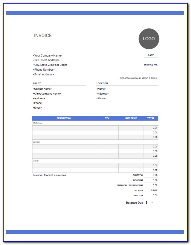 Contractor Invoice Template Uk