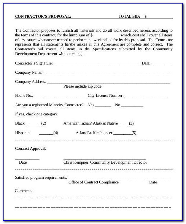 Contractor Proposal Template Doc