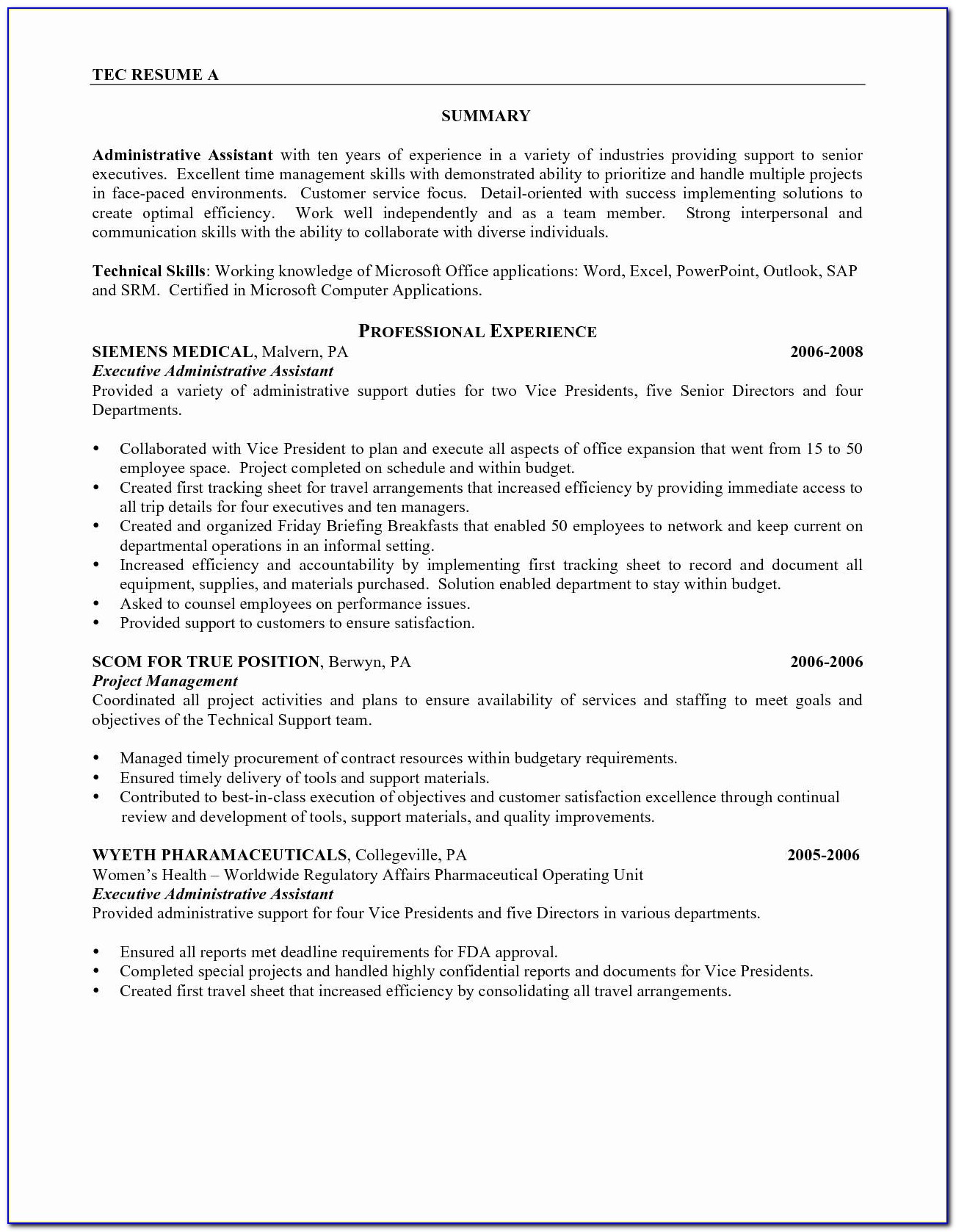 Coo Resume Template Word