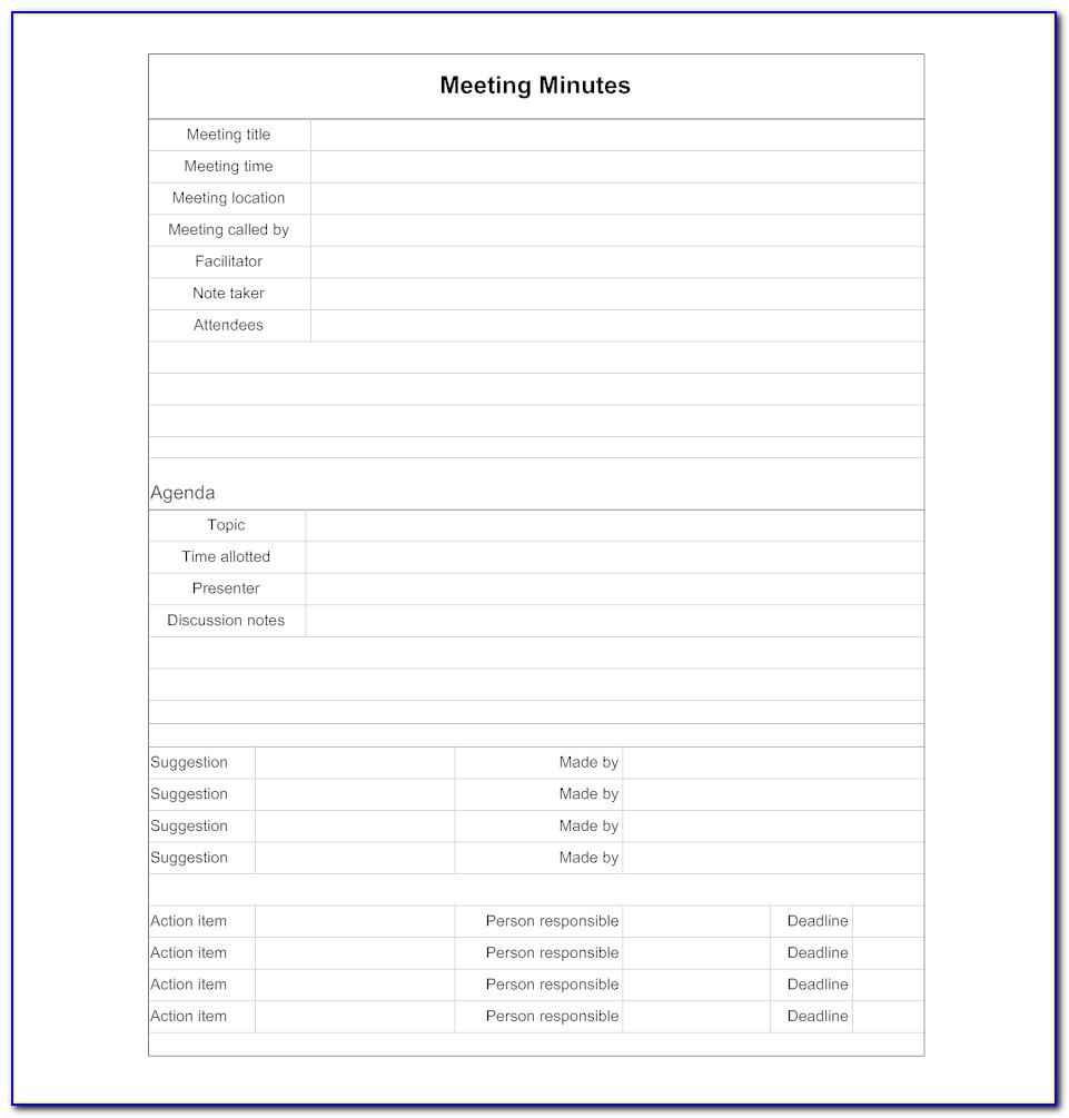 Corporate Meeting Minutes Template Word