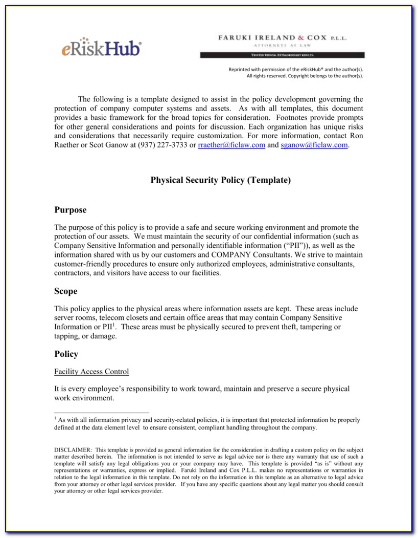 Corporate Physical Security Policy Template