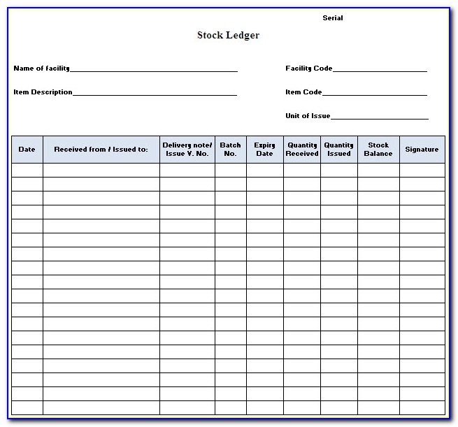 Stock Ledger Template Free Excel