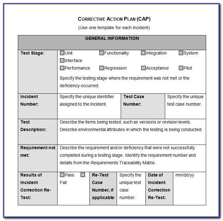 Corrective Action Form Template Word