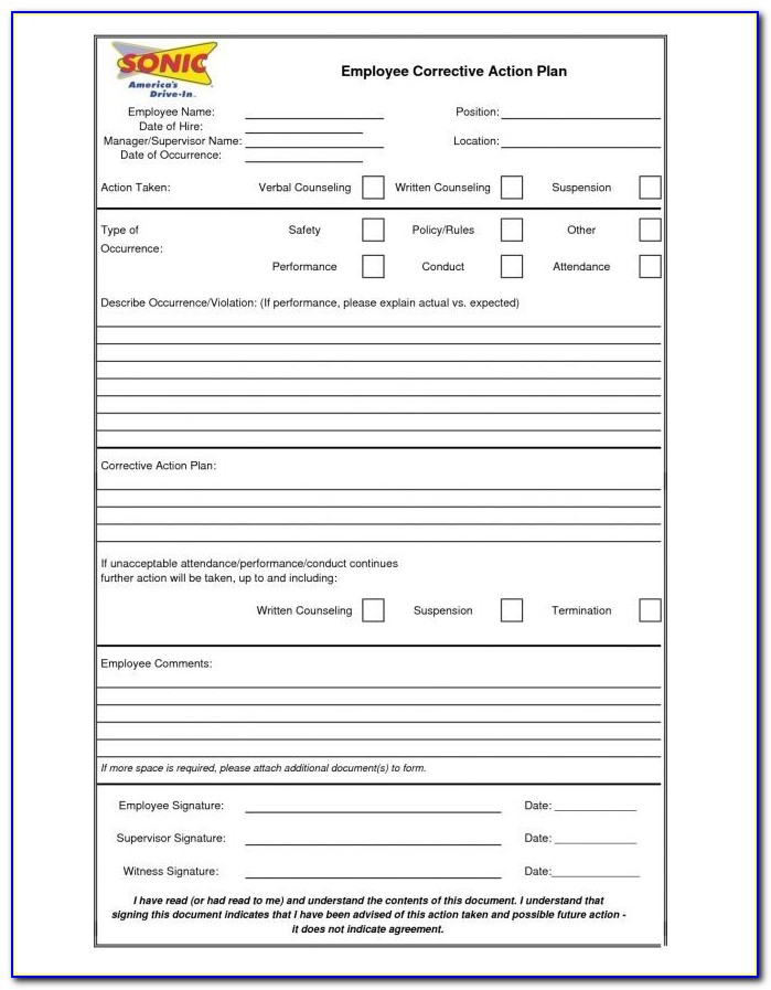 Corrective Action Form Template
