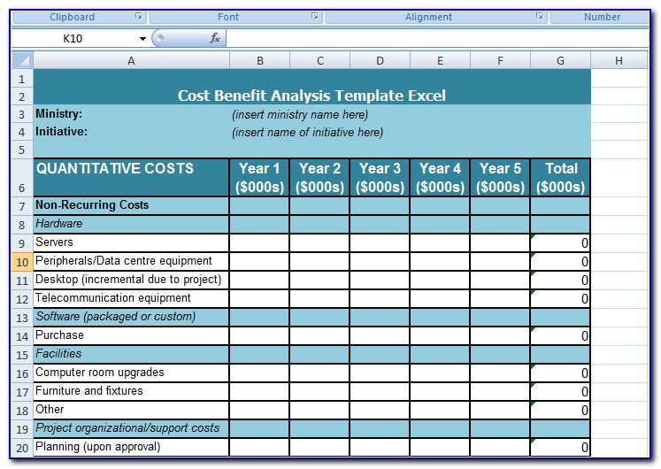 Cost Benefit Analysis Spreadsheet Template