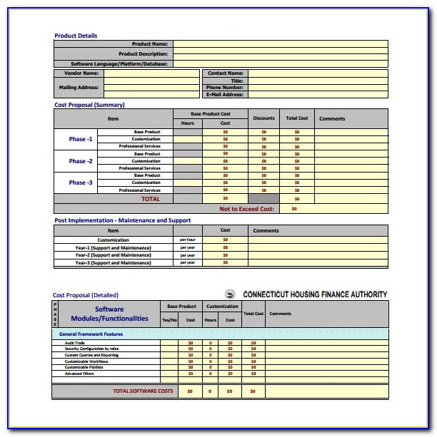 Cost Proposal Template Xls
