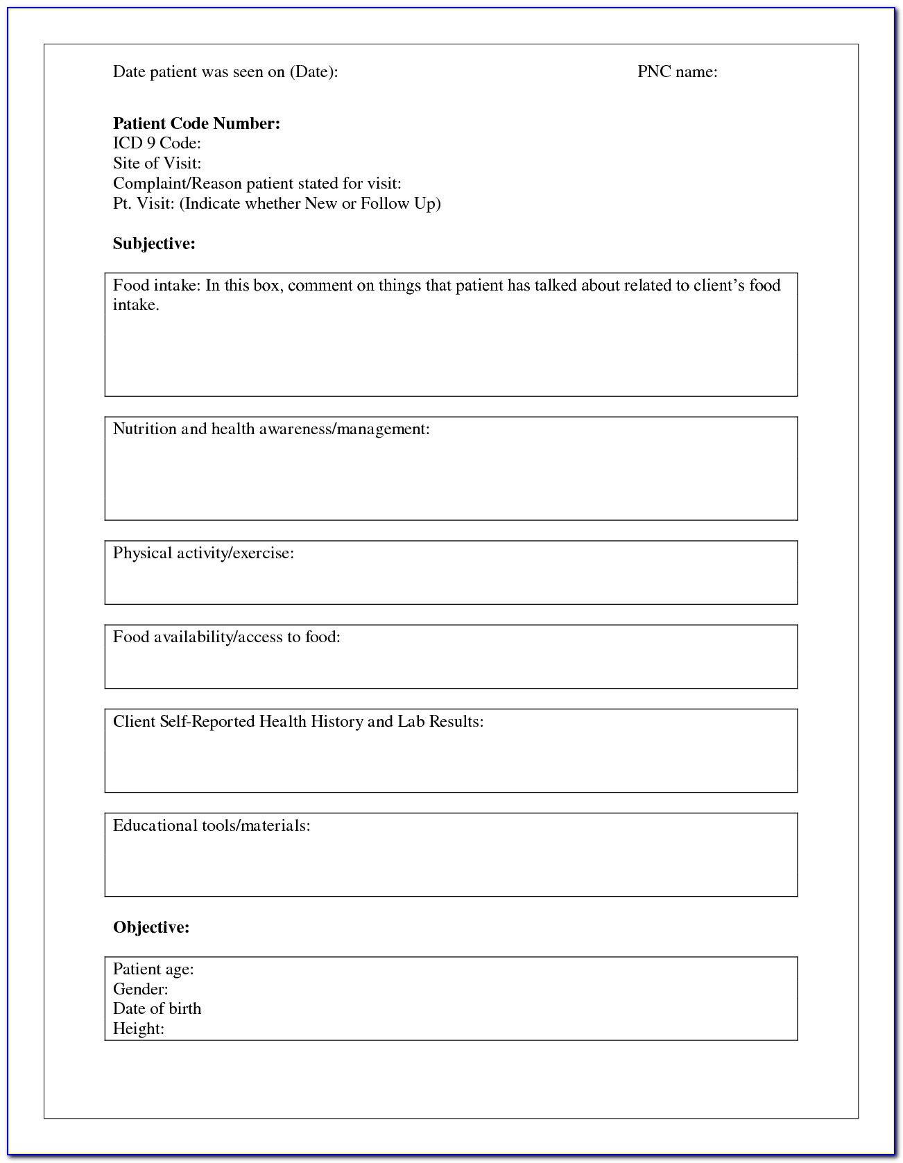 Counseling Soap Note Template