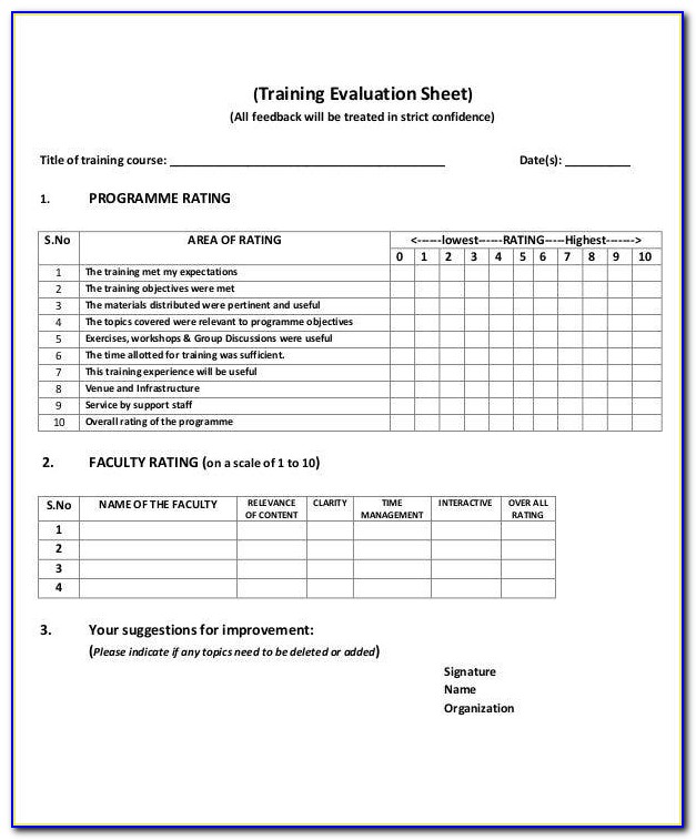 Course Evaluation Form Template Free