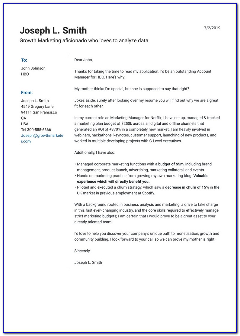 Cover Letter Free Template Download