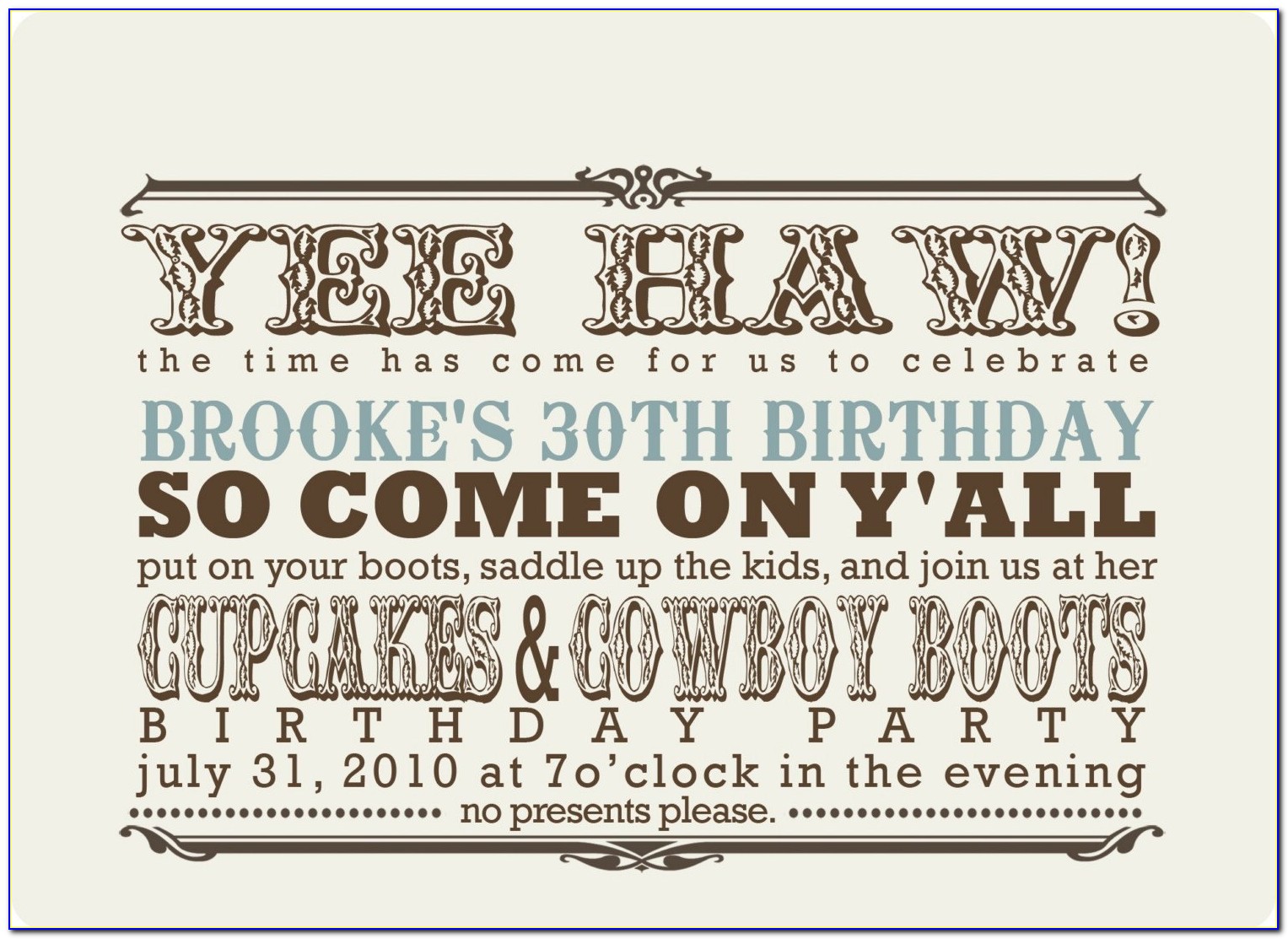 Cowboy Themed Invitation Template