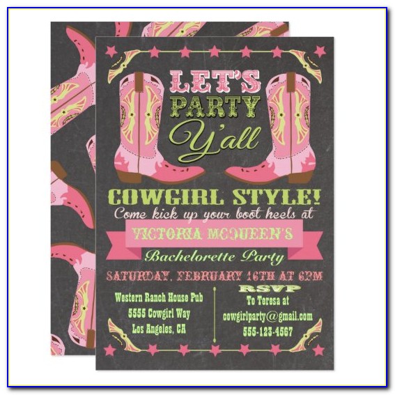 Cowgirl Themed Birthday Invitation Templates