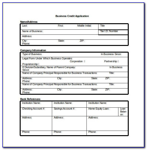 Credit Application Form Excel Template